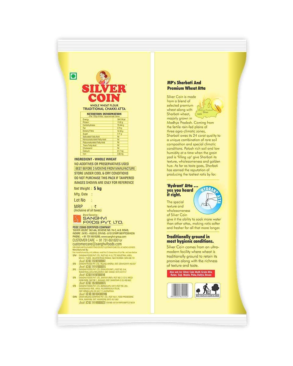 Silver Coin Traditional Chakki  Atta 5kg