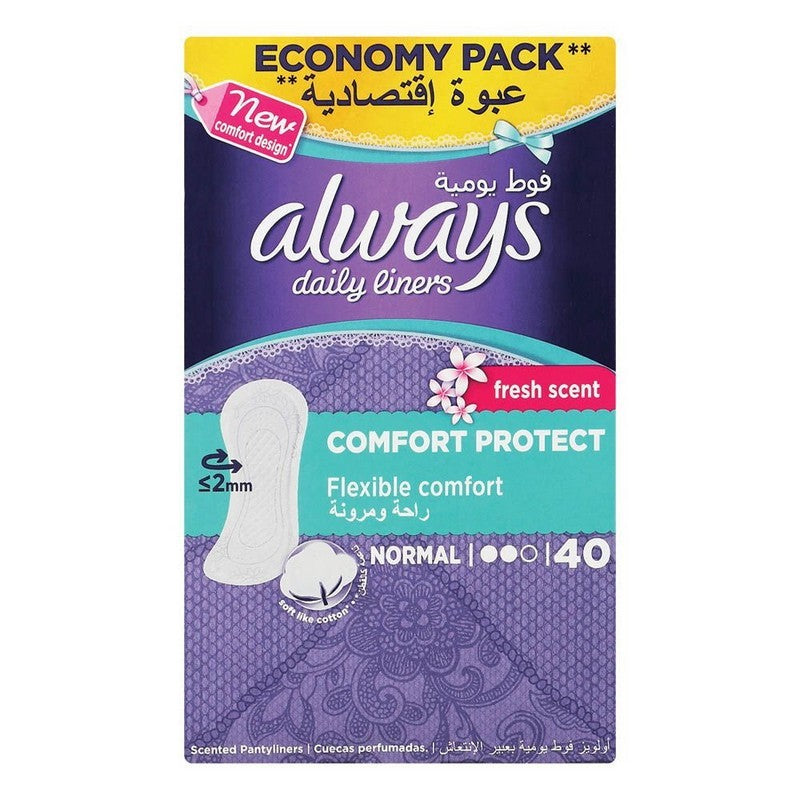 Always Comfort Protect Normal Fresh Scented Daily Liners
