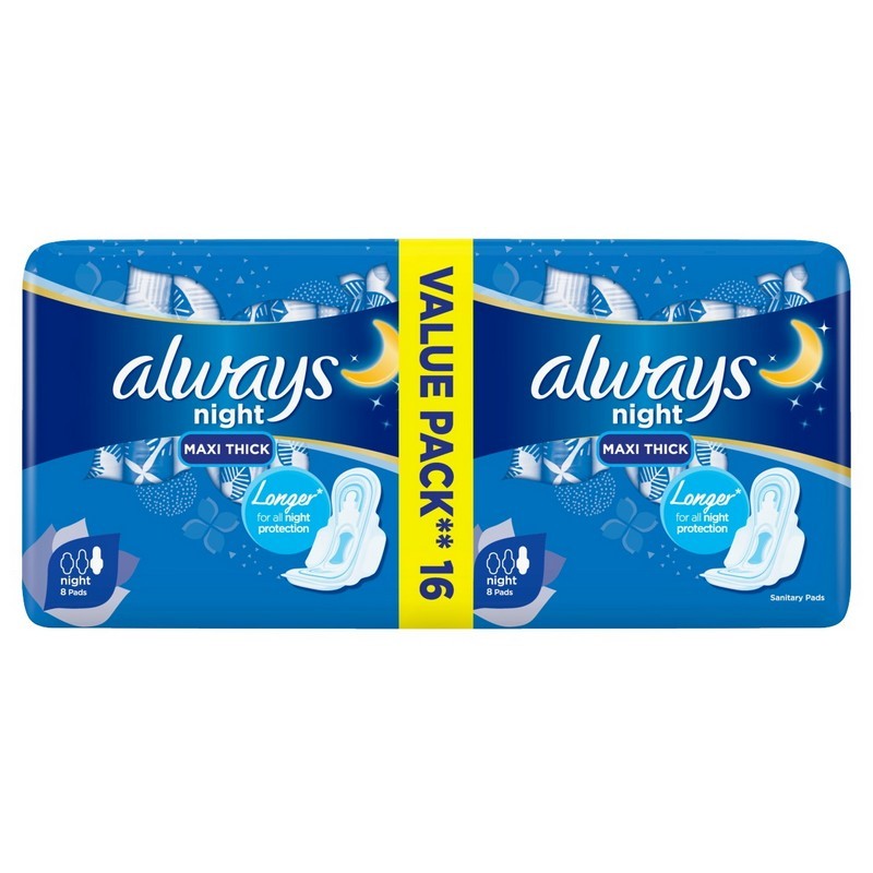 Always Maxi Night Sanitary Pads 16's