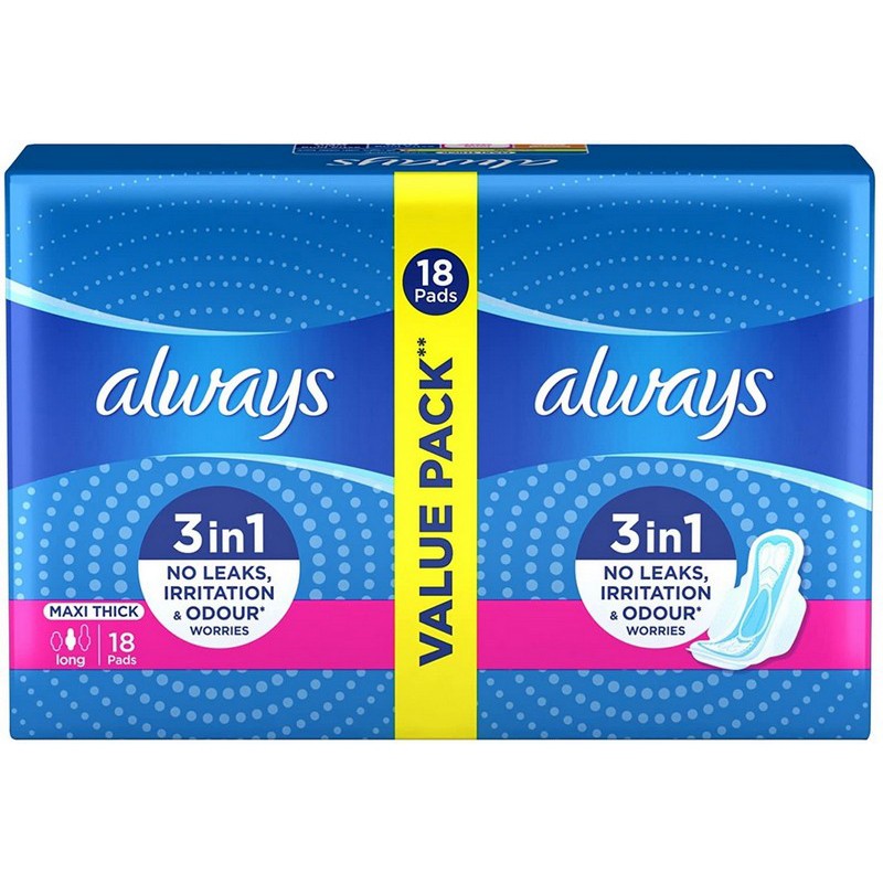 Always Maxi Thick Sanitary Pads Long 18'S