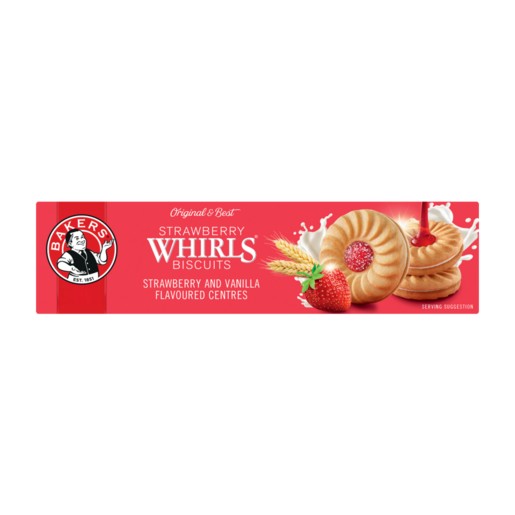 Bakers Strawberry & Vanilla Flavoured Whirl Biscuits 200g