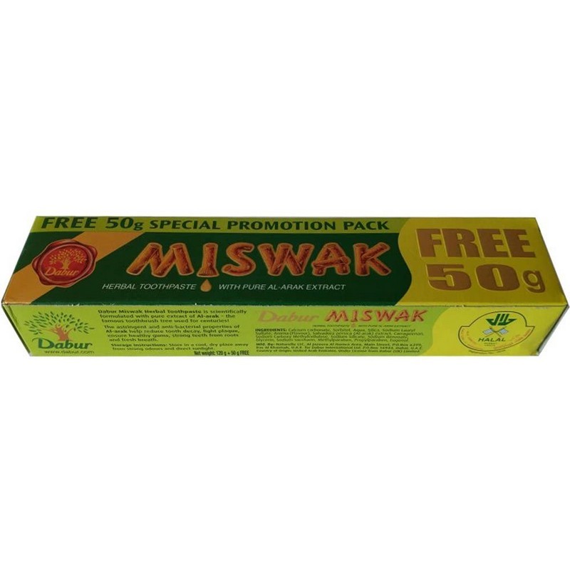Dabur Miswak Herbal Toothpaste (50g Free) 120g