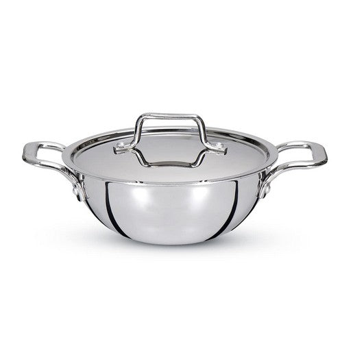 Tri-Ply Cookware Stainless Steel Kadai with Lid