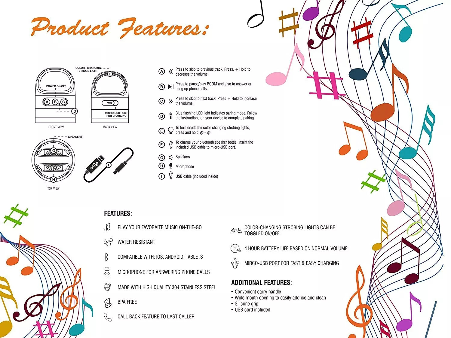 Milton Boom 900 Stainless Steel Bottle With Bluetooth Speaker