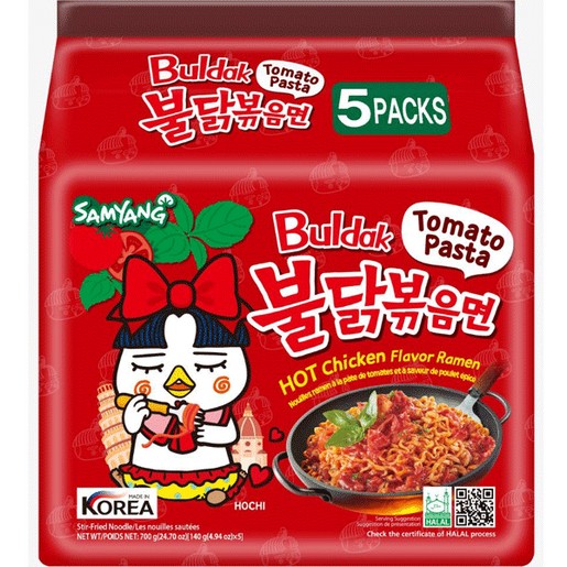 Samyang Buldak Tomato Pasta Hot Chicken Flavour Ramen (140g x 5)